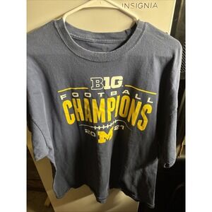 Michigan Wolverines Shirt Mens L Blue Big Ten Football Champions 2021‎ Logo Tee